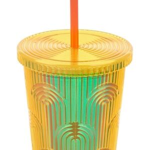 NWT trueliving 5 Rainbow 24Oz Tumbler with Straw 24Oz